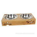 Feeders Luxury Pet Bowls With Elevated Bamboo Stand